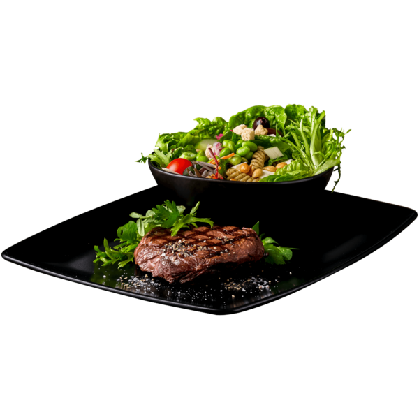 Ta själv-salladsbar med rump steak