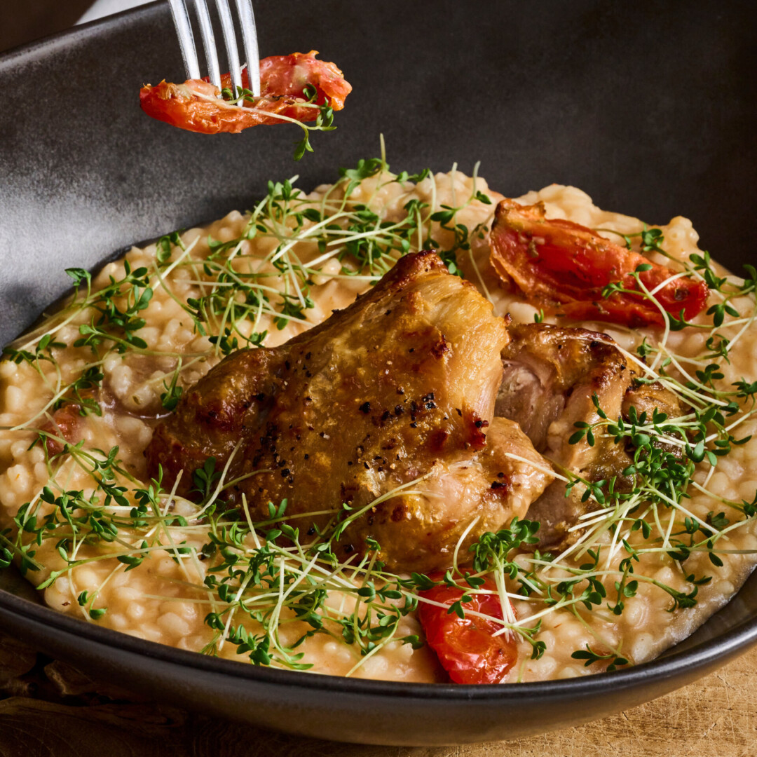 Kyllingelårsteak med tomatrisotto